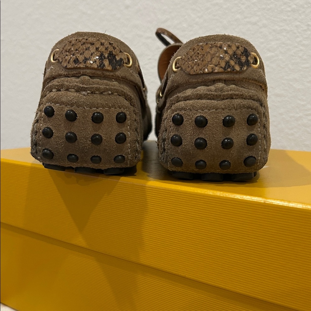 Brown Suede Loafers with Lace Detail - Picture 4 of 12